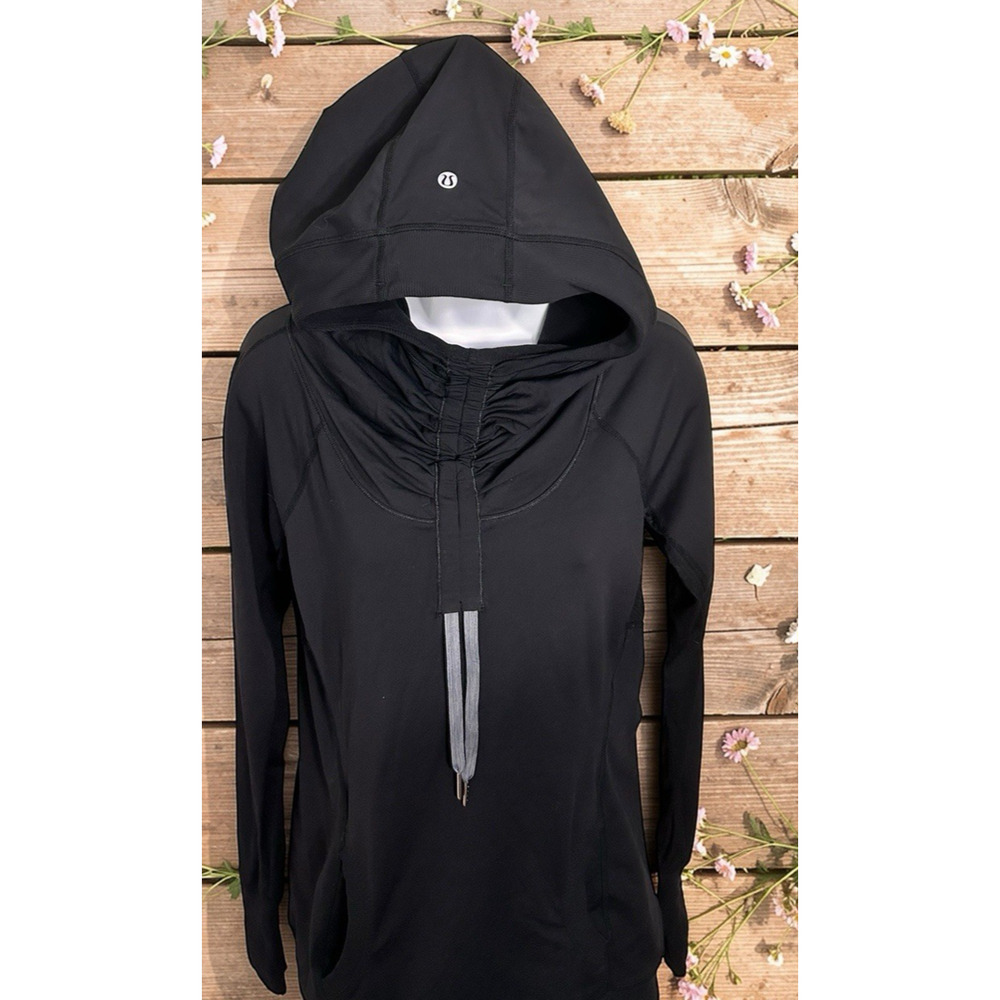 Lululemon Black Run Ambition Pullover Hoodie Top Women's Sz 8 Athletic Running - Picture 6 of 12